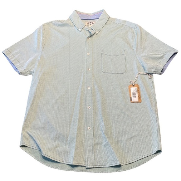 True Grit Knit Stretch Seersucker Short Sleeve One Pocket Shirt NWOT - Picture 2 of 7